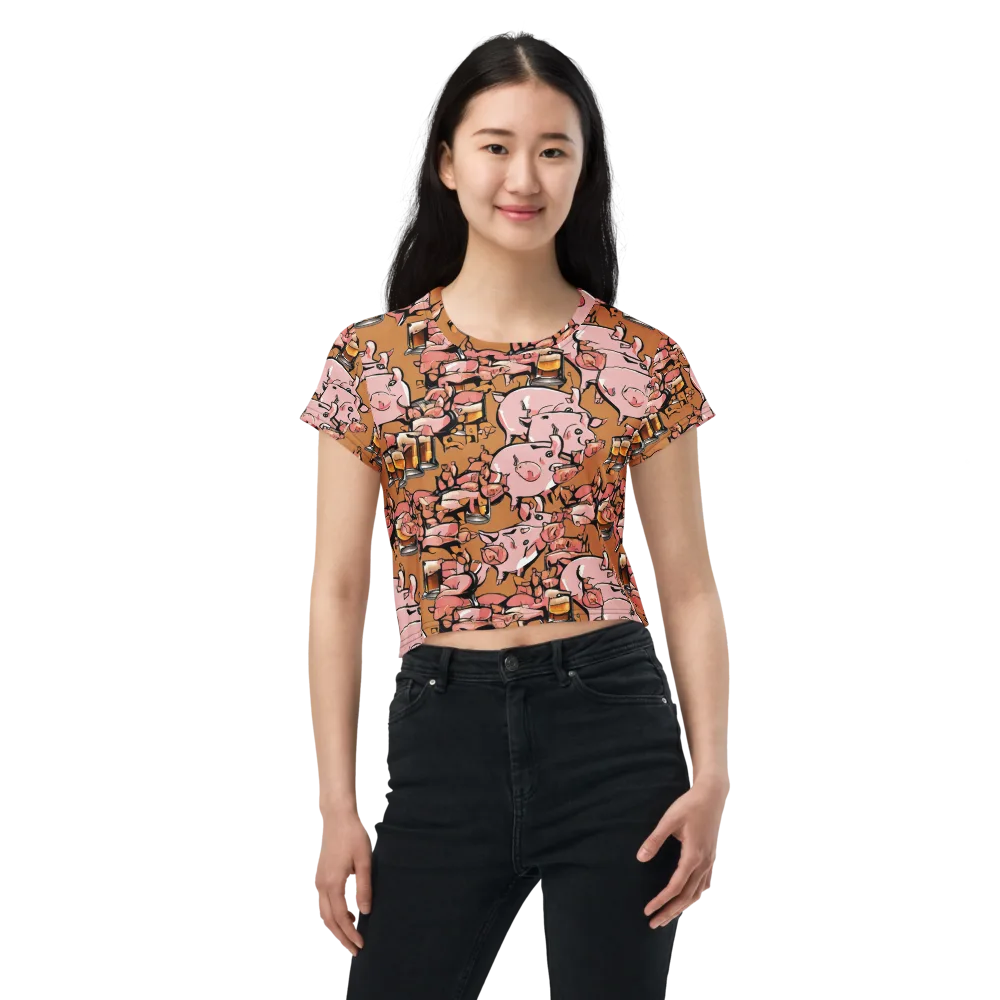 Pigskin Pilsner on Crop Tee — Front
