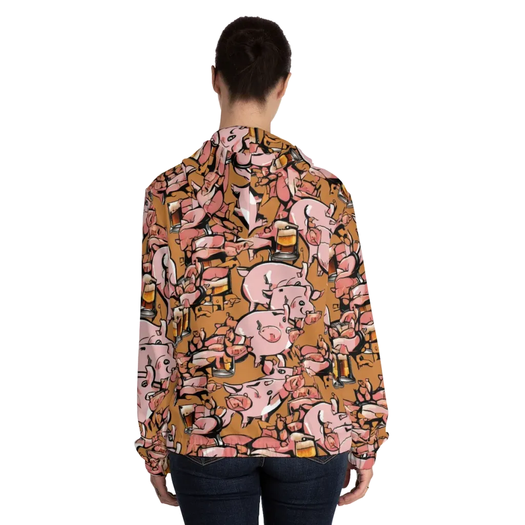 Pigskin Pilsner on Women's Full-Zip Hoodie — Back On Person