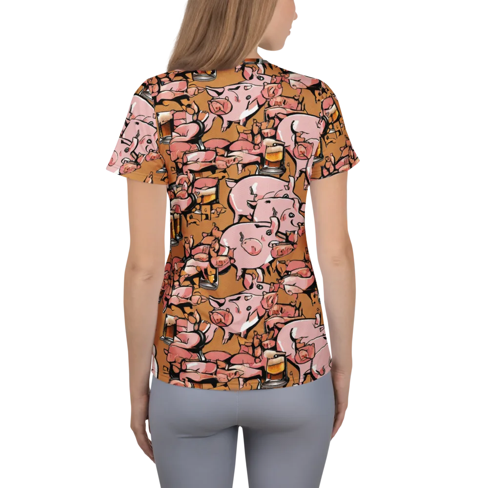 Pigskin Pilsner on Women's Athletic T-Shirt — Back