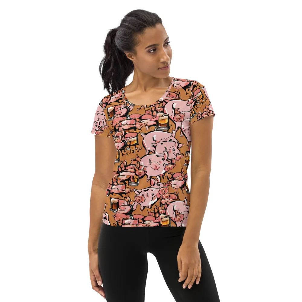 Pigskin Pilsner on Women's Athletic T-Shirt — Front