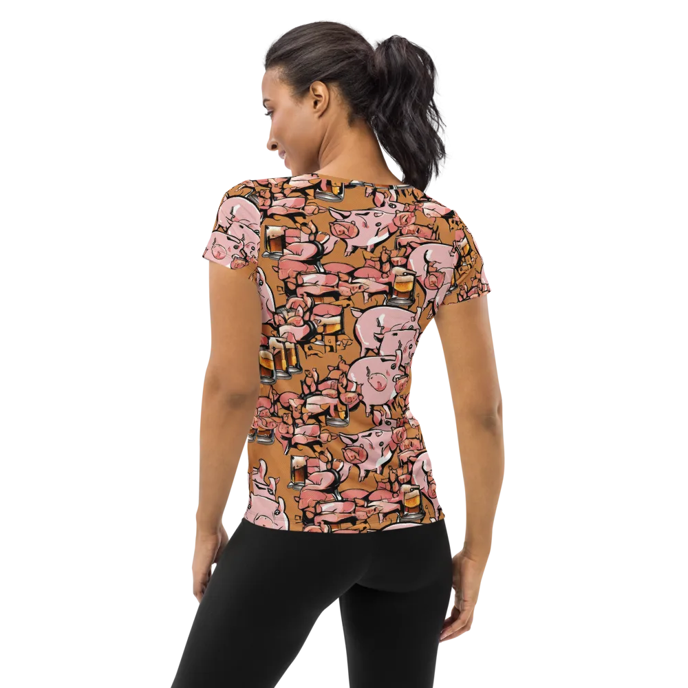 Pigskin Pilsner on Women's Athletic T-Shirt — Back