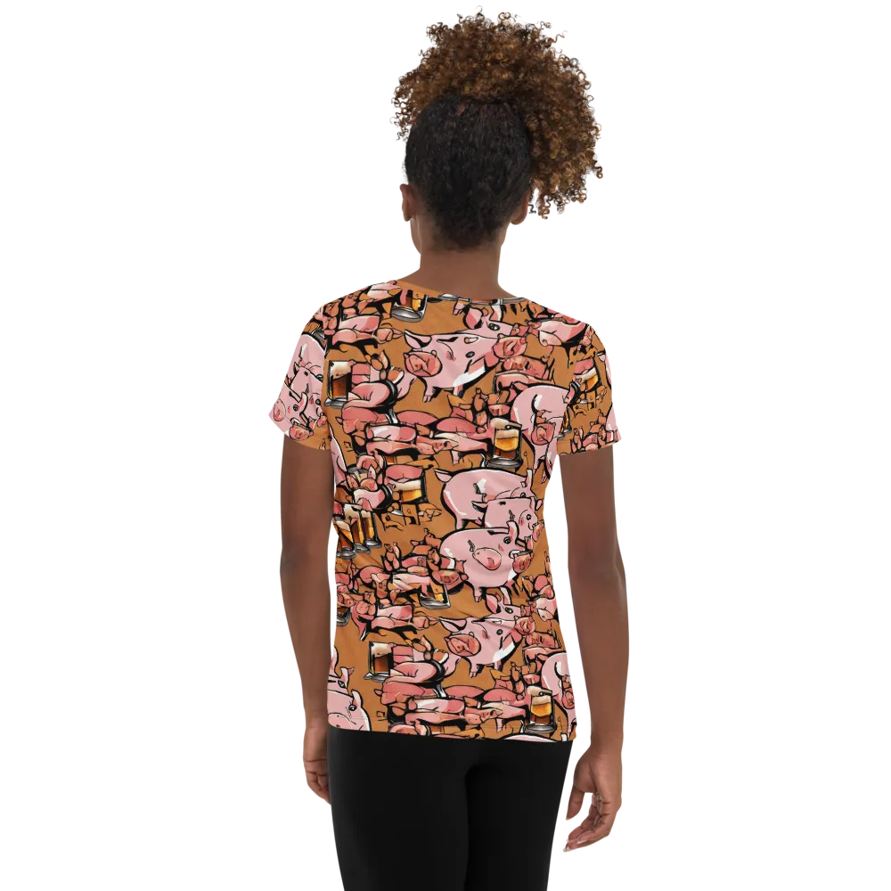 Pigskin Pilsner on Women's Athletic T-Shirt — Back