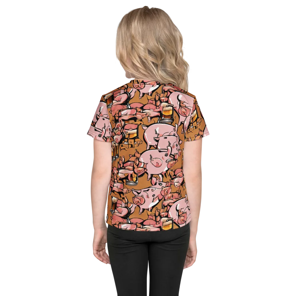 Pigskin Pilsner on Kids Crew Neck T-Shirt — Back