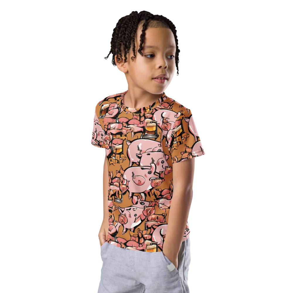 Pigskin Pilsner on Kids Crew Neck T-Shirt — Left Front