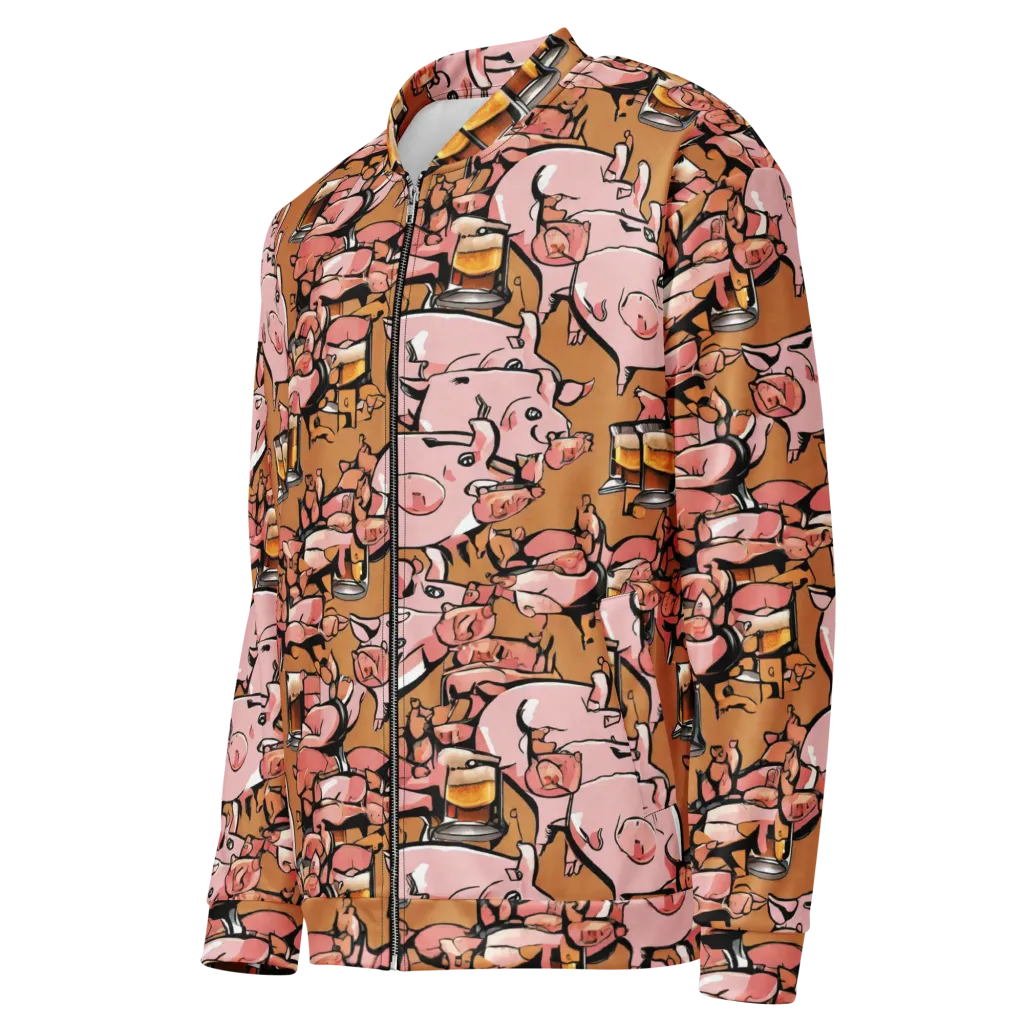 Pigskin Pilsner on Bomber Jacket — Left Front