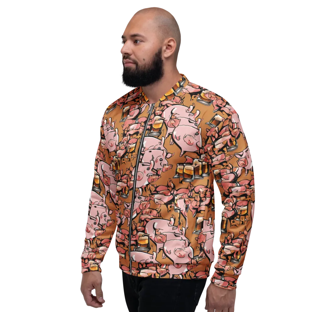 Pigskin Pilsner on Bomber Jacket — Left