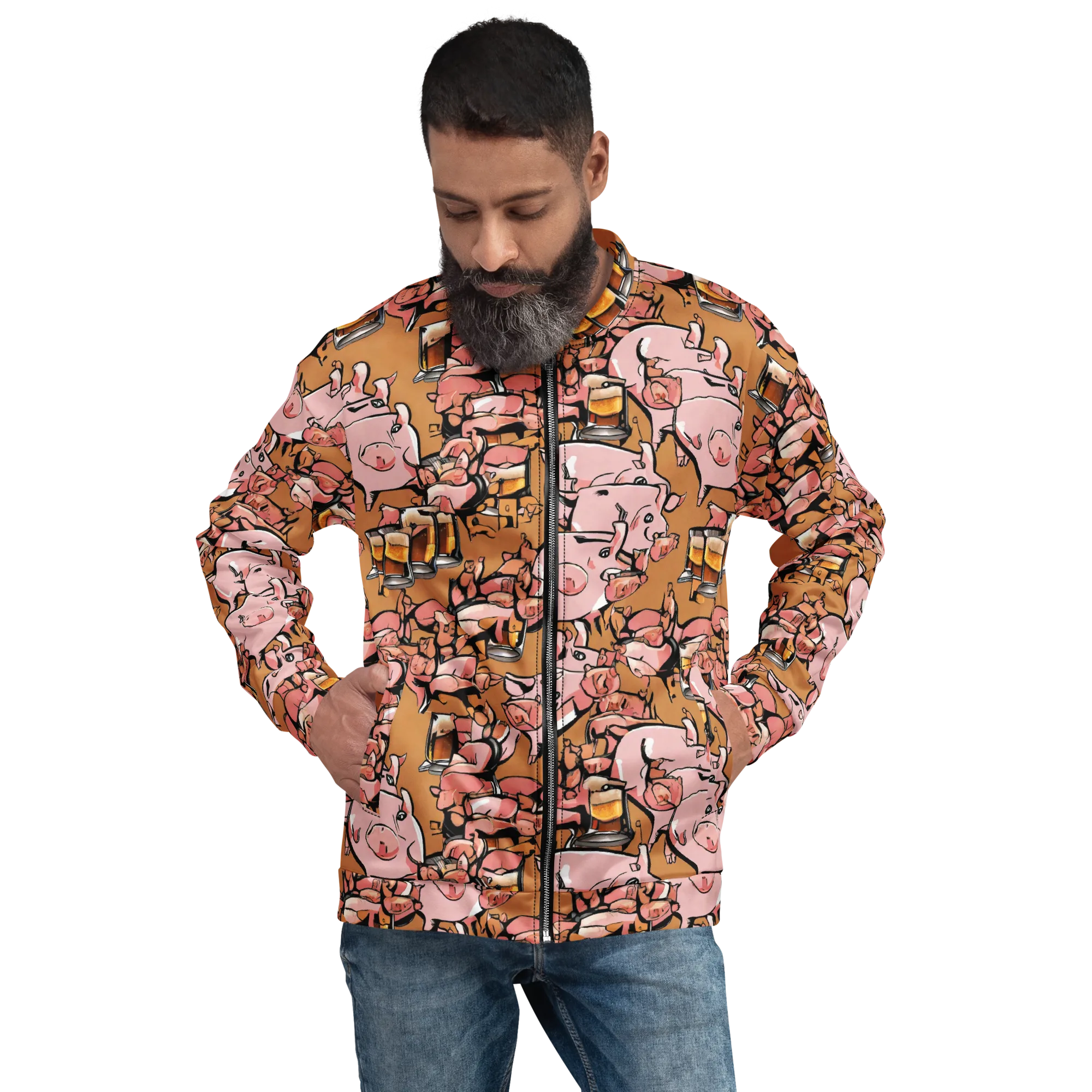 Pigskin Pilsner on Bomber Jacket — Front