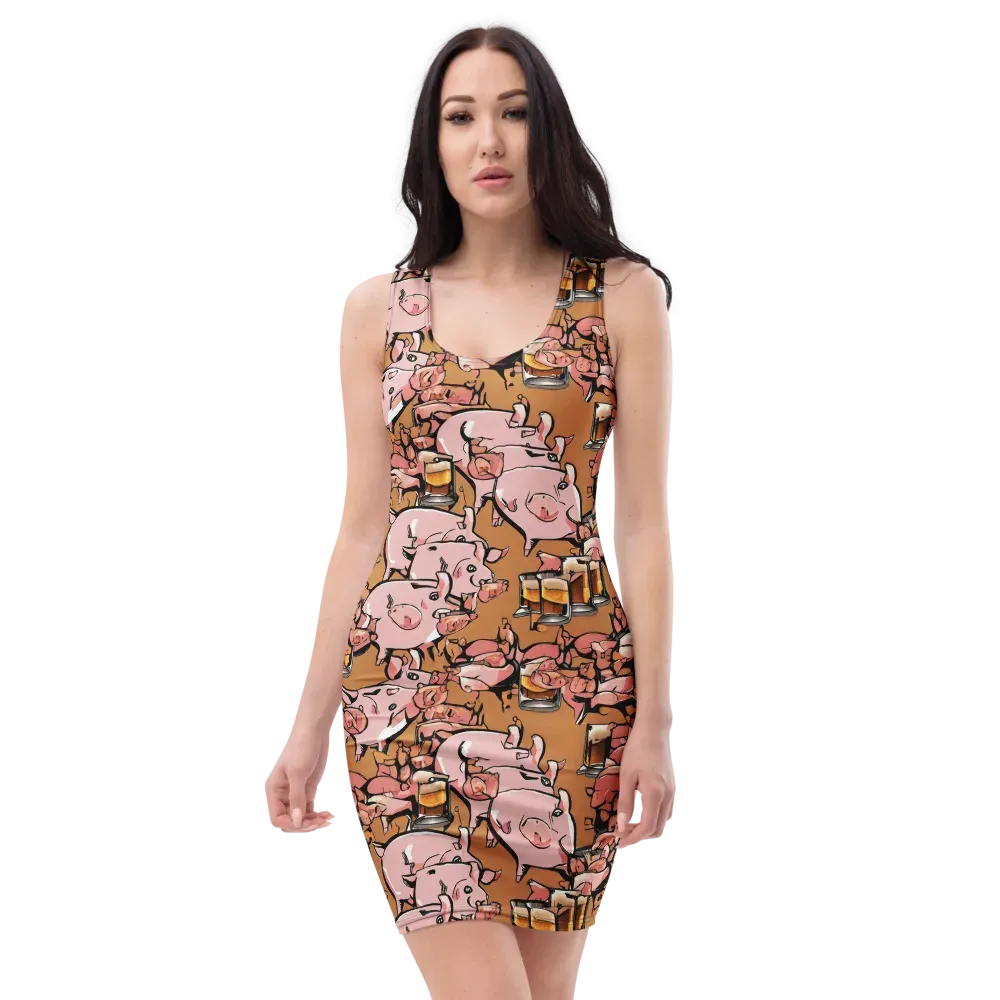 Pigskin Pilsner on Bodycon Dress — Front