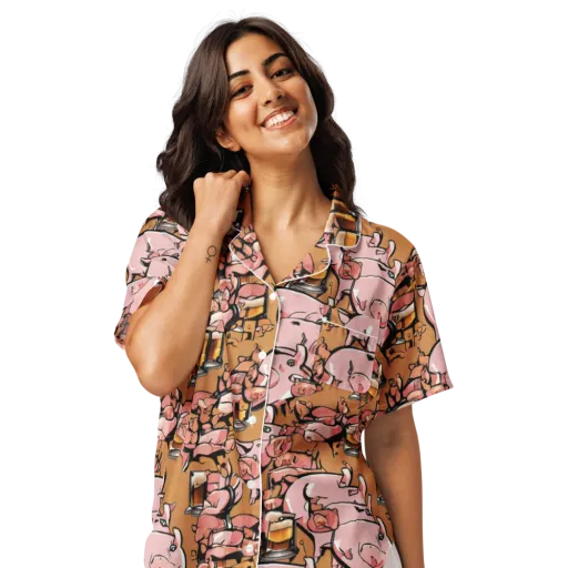 Pigskin Pilsner on a Women's Short Sleeve Pajama Top