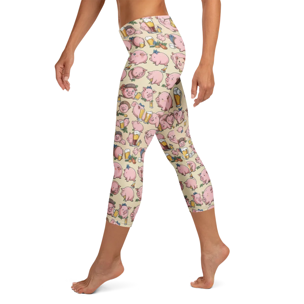 Pigskin Social on Capri Leggings — Left