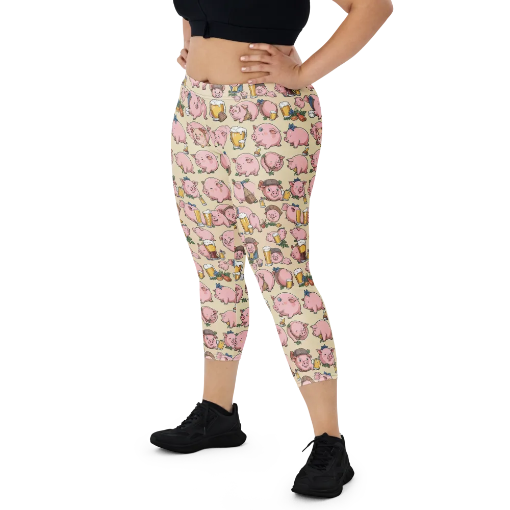 Pigskin Social on Capri Leggings — Front