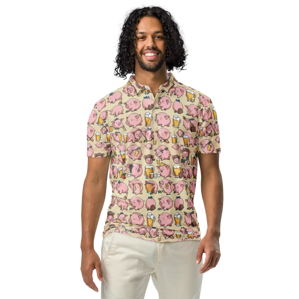 Pigskin Social on Men's Slim Fit Polo Shirt — Front