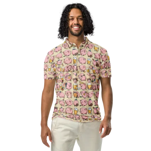 Pigskin Social on a Men's Slim Fit Polo Shirt