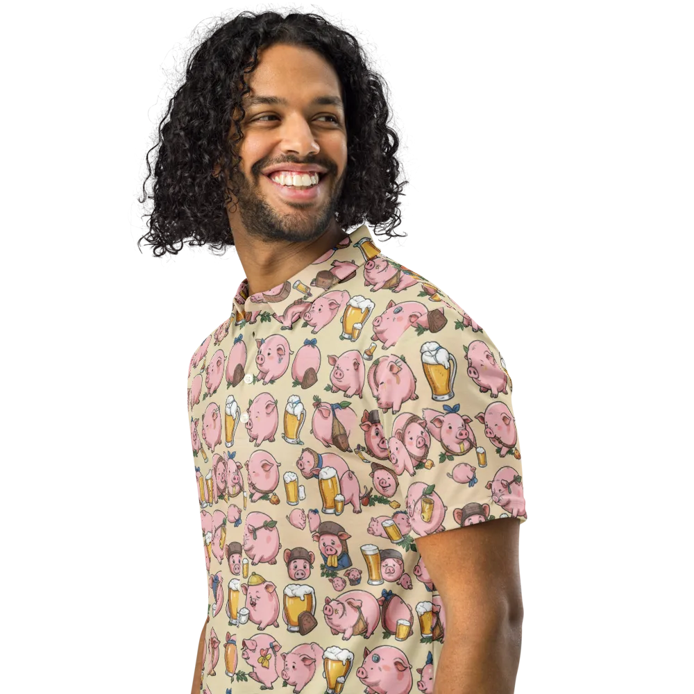 Pigskin Social on Men's Slim Fit Polo Shirt — Left Front