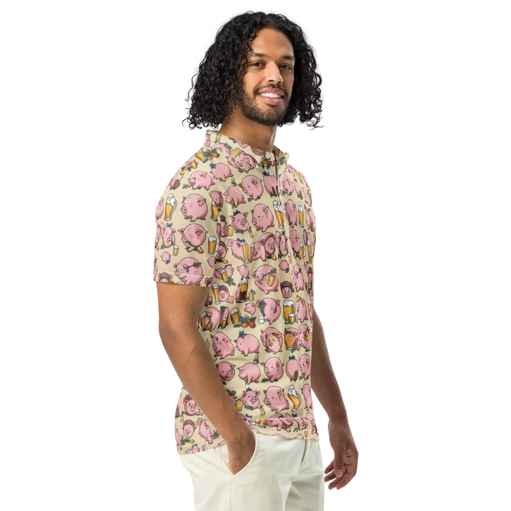Pigskin Social on Men's Slim Fit Polo Shirt — Right Front
