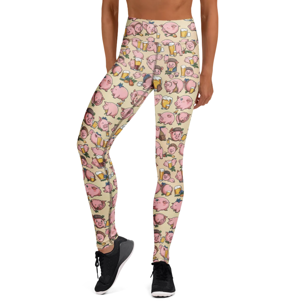 Pigskin Social on Yoga Leggings — Front
