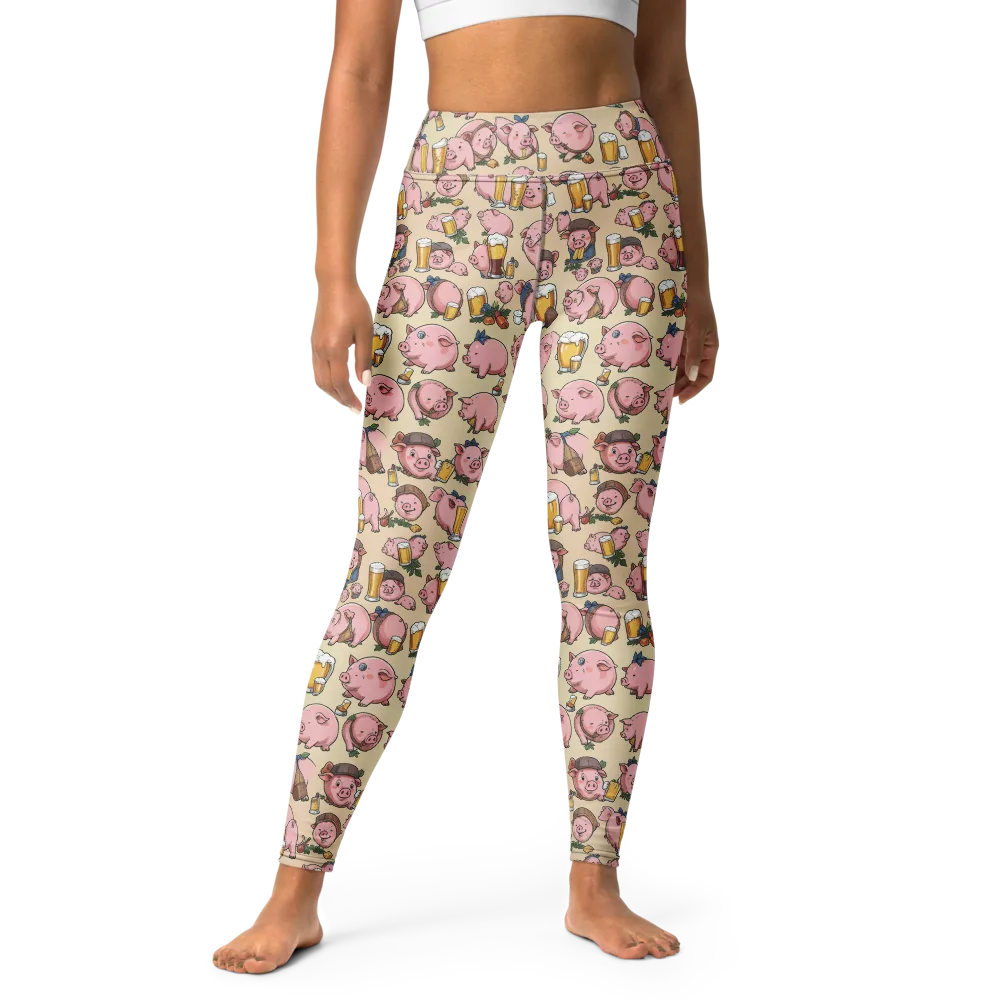 Pigskin Social on Yoga Leggings — Front