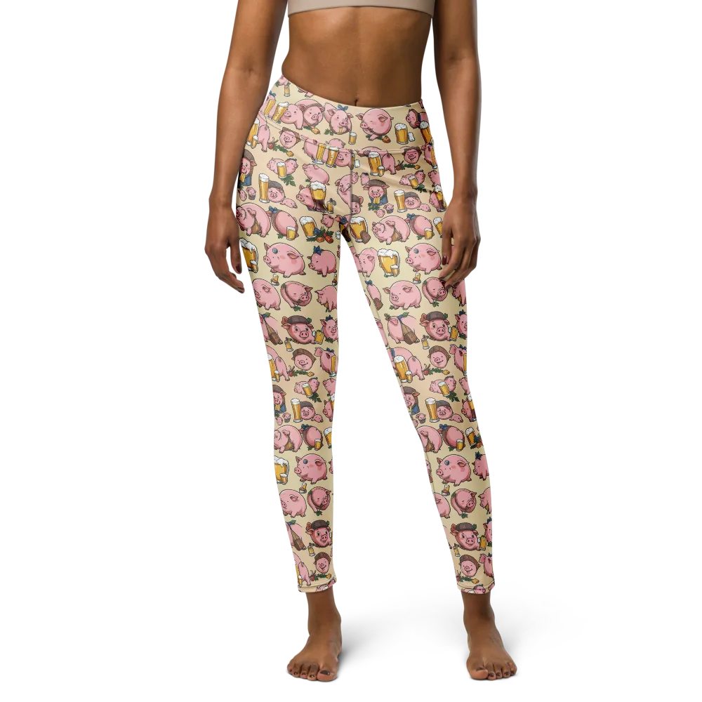 Pigskin Social on Yoga Leggings — Front