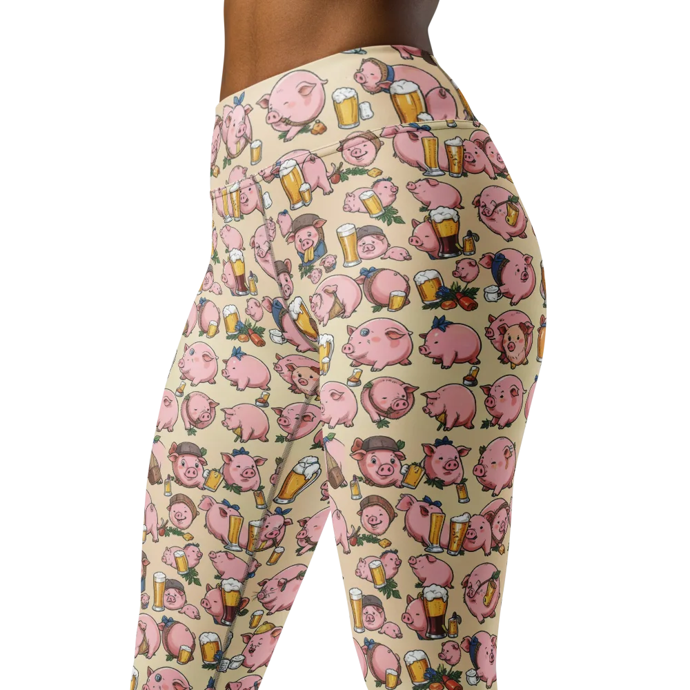 Pigskin Social on Yoga Leggings — Left Front