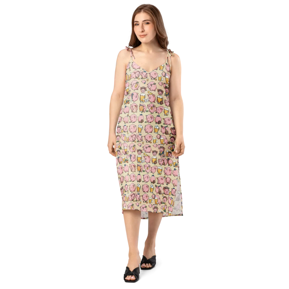 Pigskin Social on Slip Dress — Front