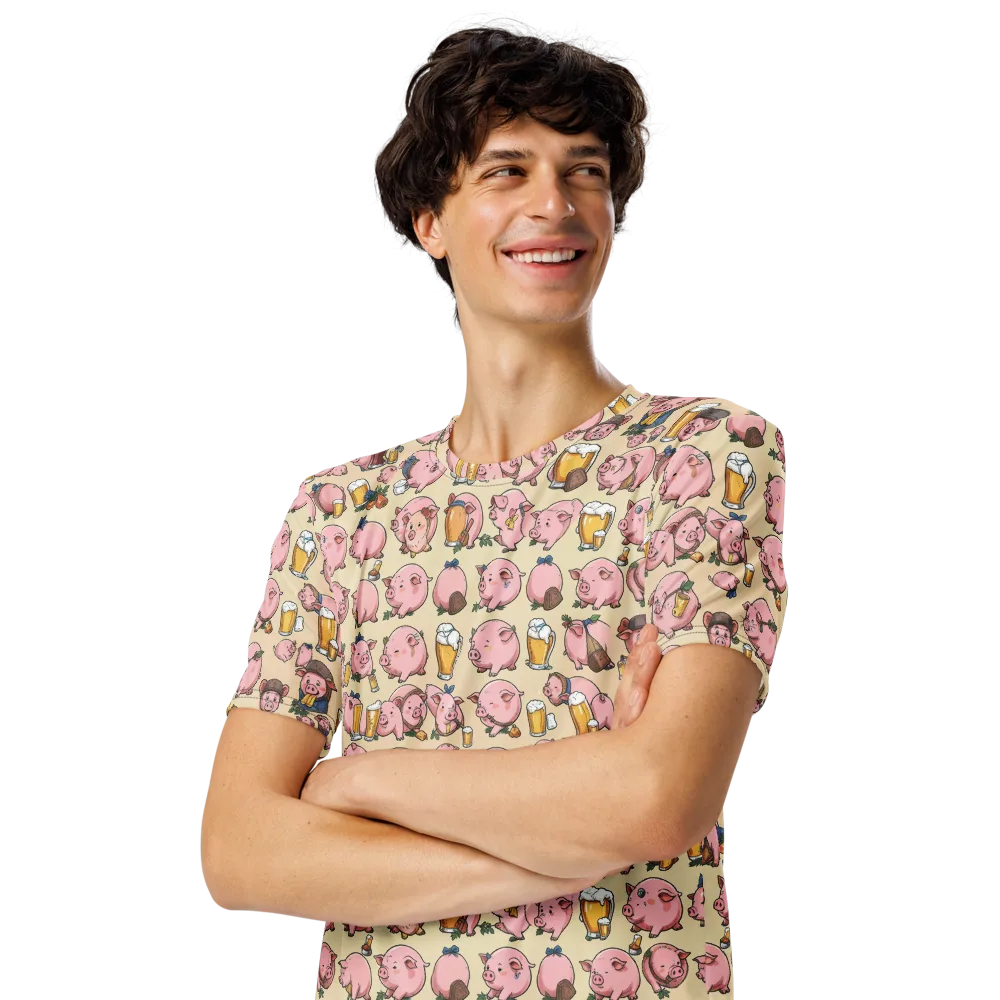 Pigskin Social on Men's Crew Neck T-Shirt — Left Front