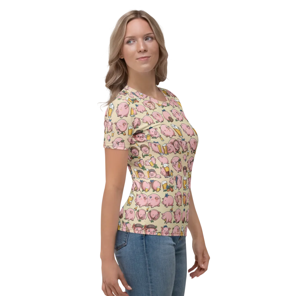 Pigskin Social on Women's Crew Neck T-Shirt — Right