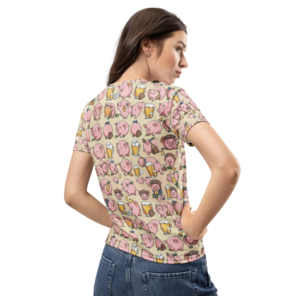 Pigskin Social on Women's Crew Neck T-Shirt — Back