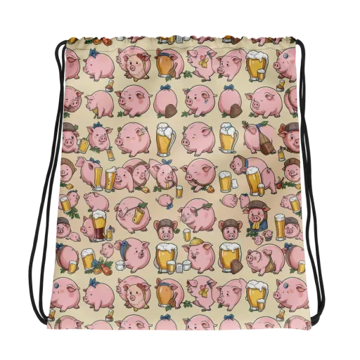 Pigskin Social on a Drawstring Bag