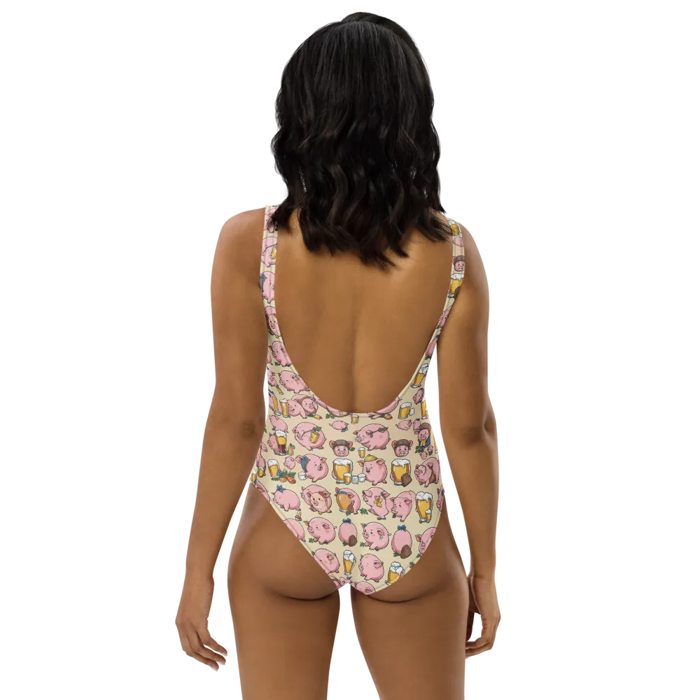 Pigskin Social on One-Piece Swimsuit — Back