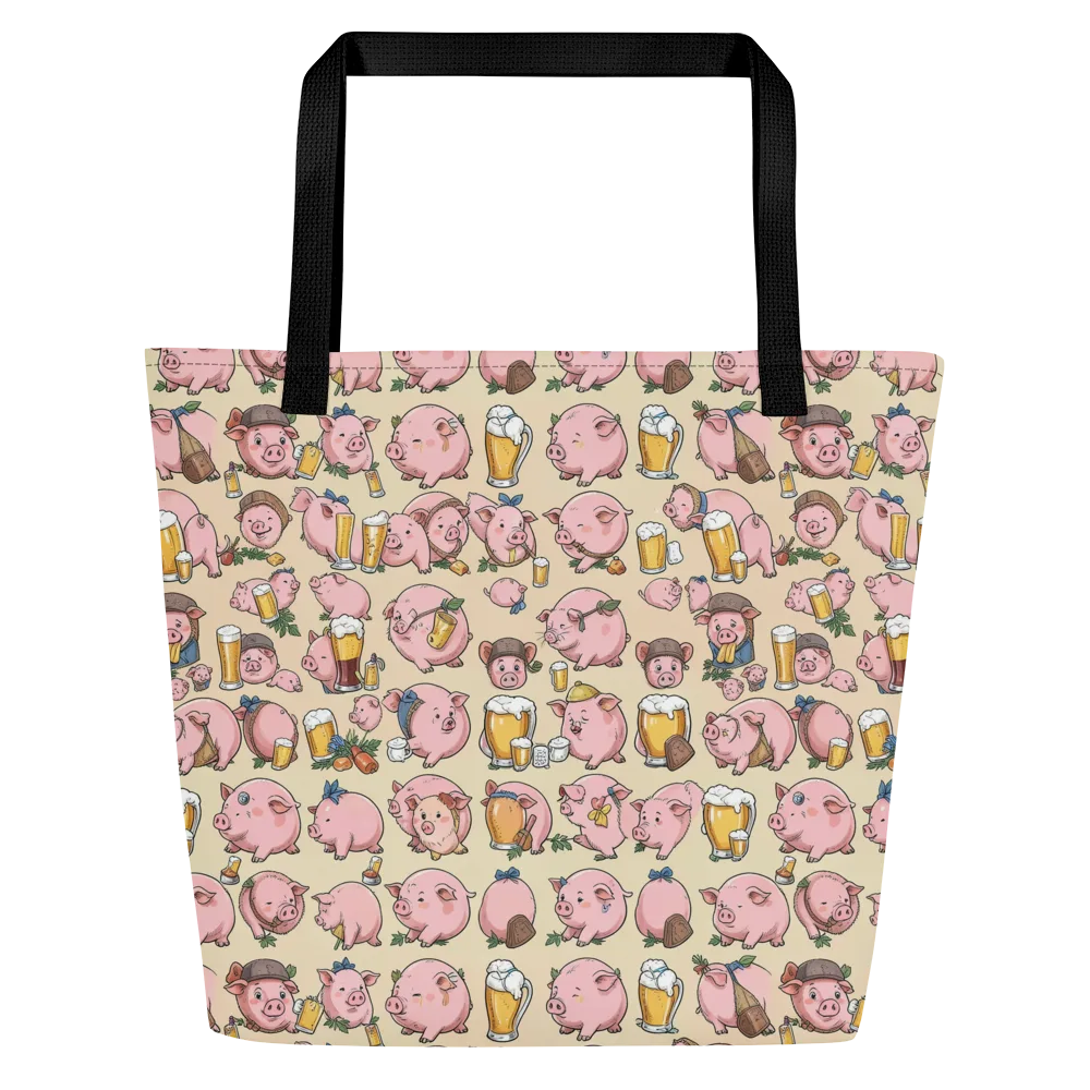 Pigskin Social on Large Tote Bag W/ Pocket — Front