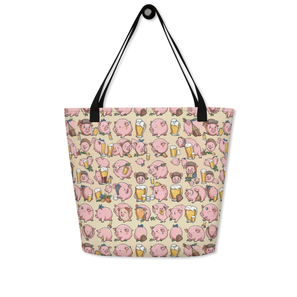 Pigskin Social on Large Tote Bag W/ Pocket — Front