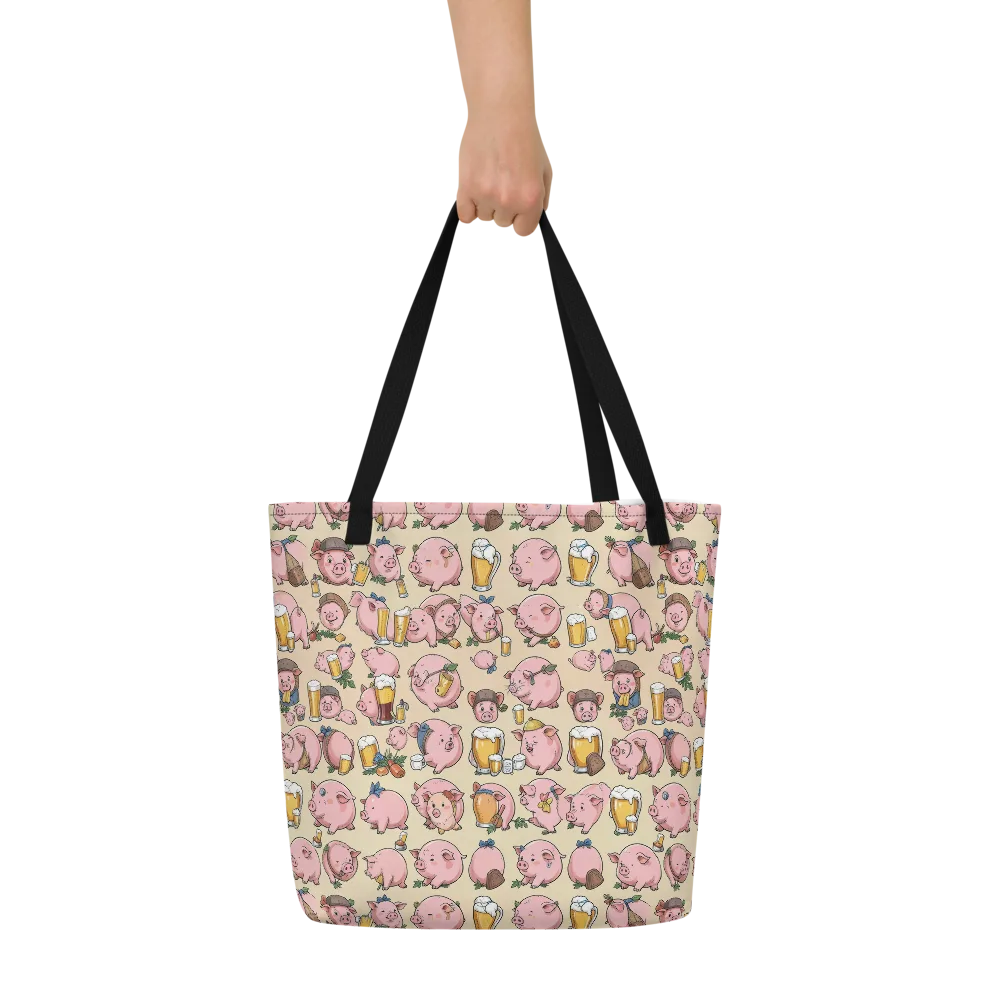 Pigskin Social on Large Tote Bag W/ Pocket — Front