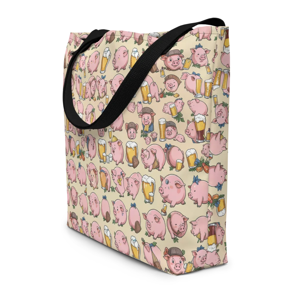 Pigskin Social on Large Tote Bag W/ Pocket — Front