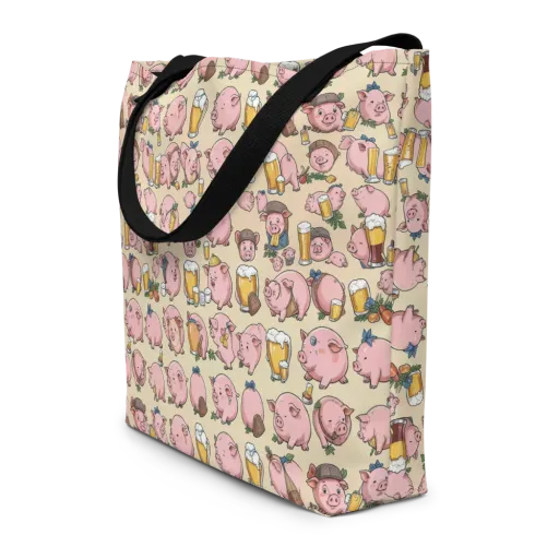 Pigskin Social on a Large Tote Bag W/ Pocket