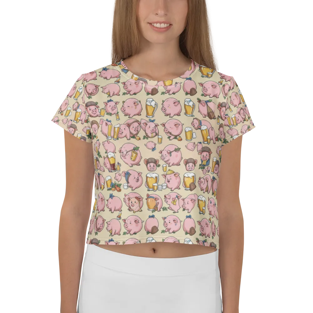 Pigskin Social on Crop Tee — Front
