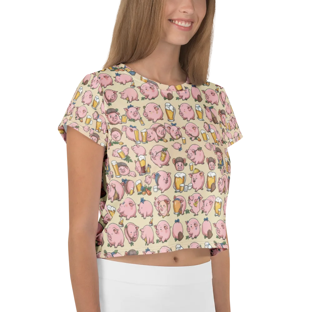 Pigskin Social on Crop Tee — Right