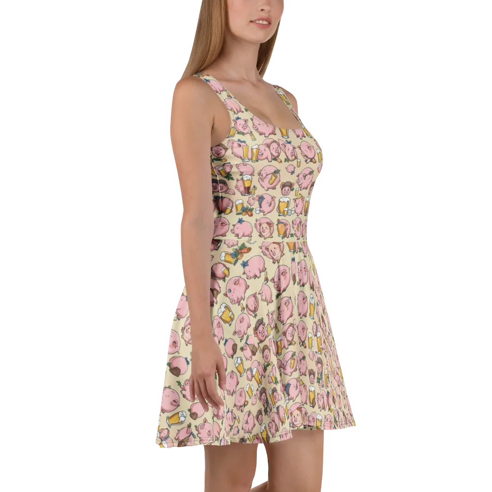 Pigskin Social on Skater Dress — Right