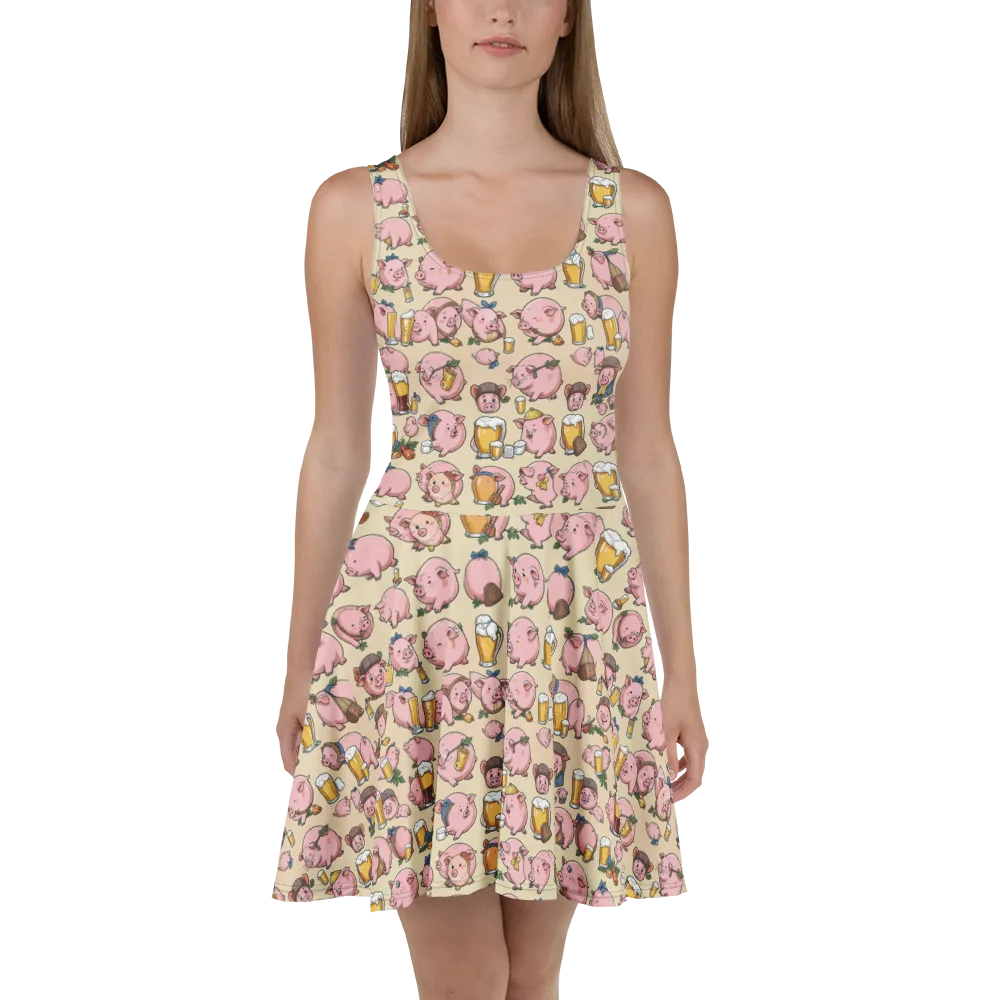 Pigskin Social on Skater Dress — Front