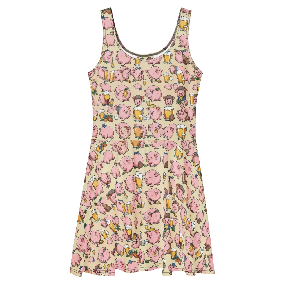 Pigskin Social on Skater Dress — Front