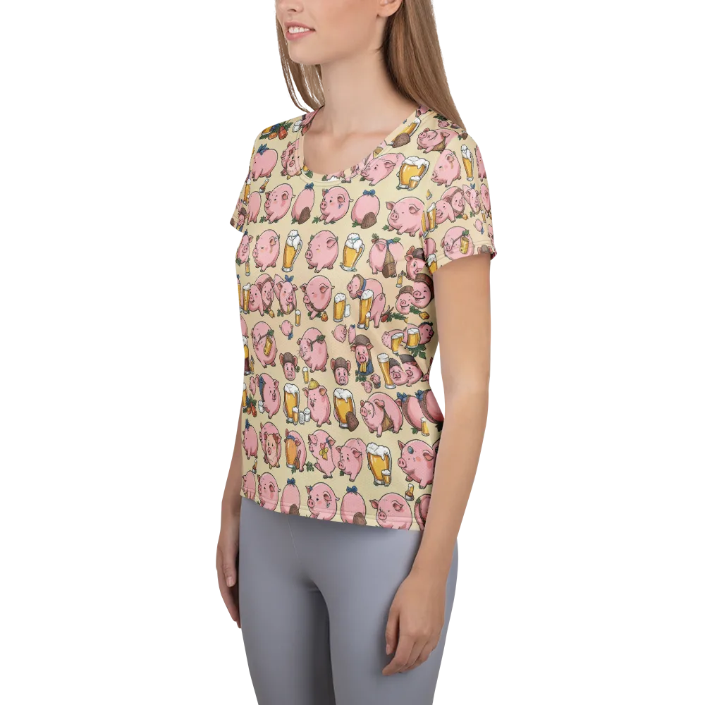 Pigskin Social on Women's Athletic T-Shirt — Left