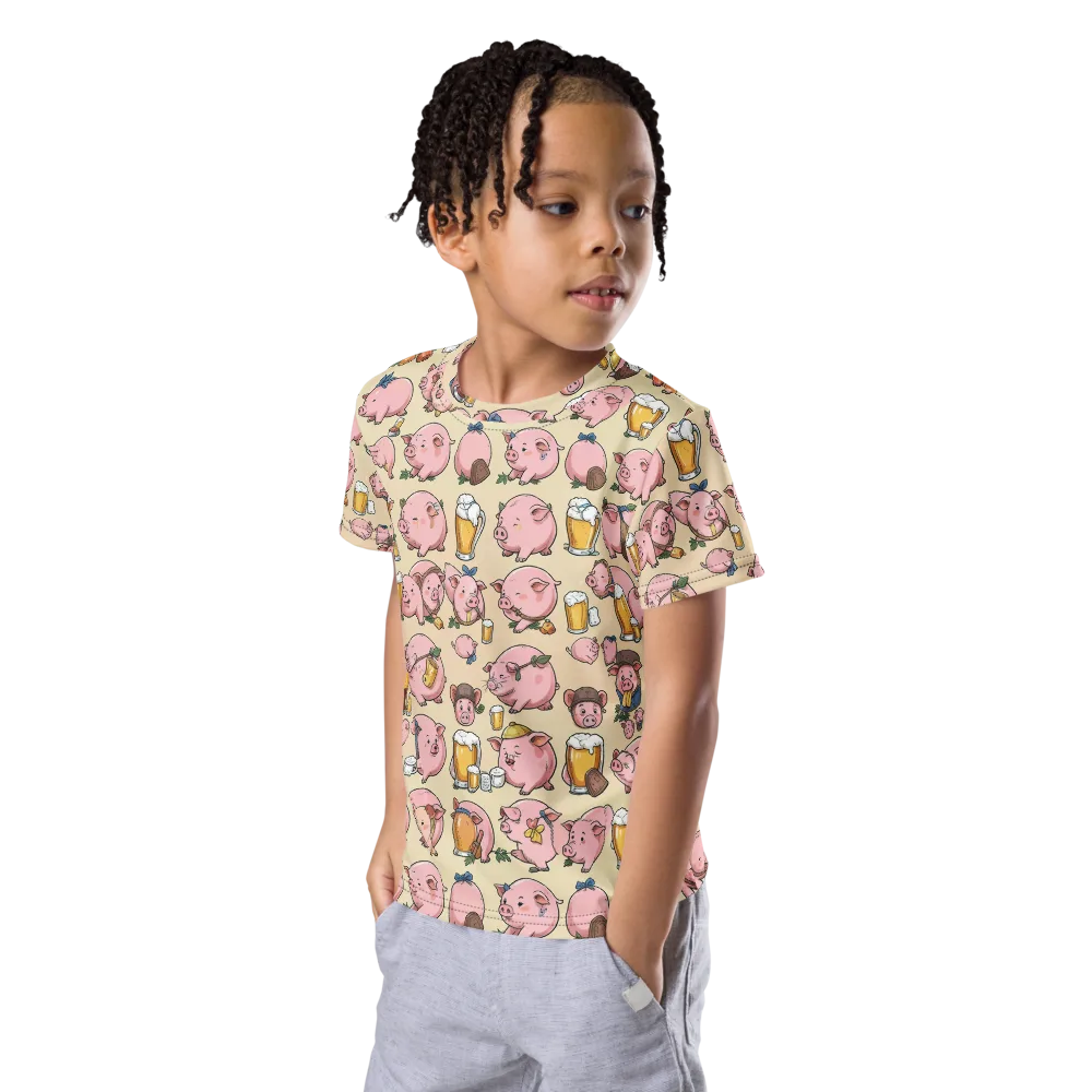 Pigskin Social on Kids Crew Neck T-Shirt — Left Front
