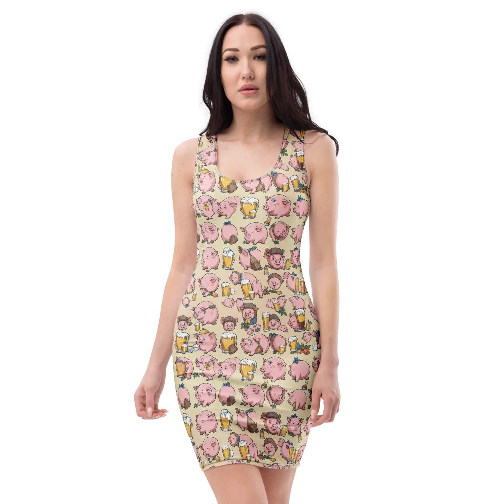 Pigskin Social on Bodycon Dress — Front