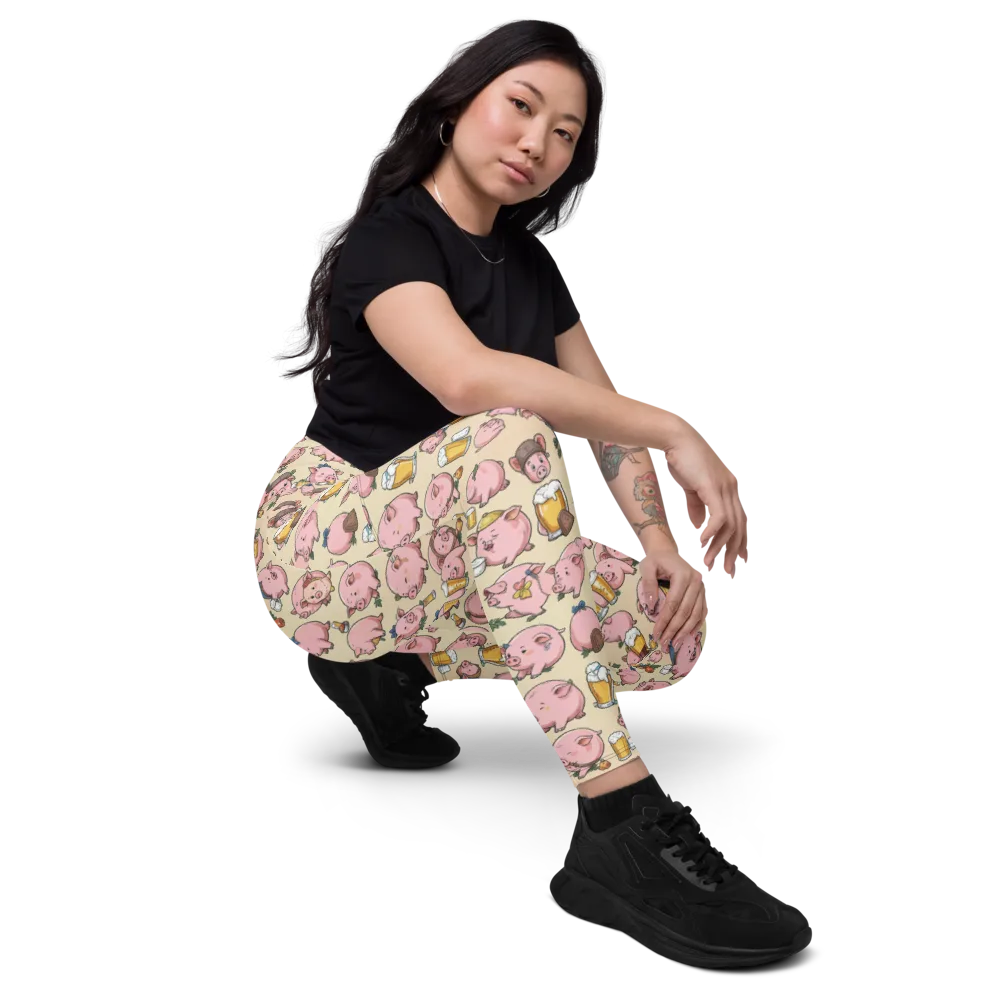 Pigskin Social on Leggings with Pockets — Right Front