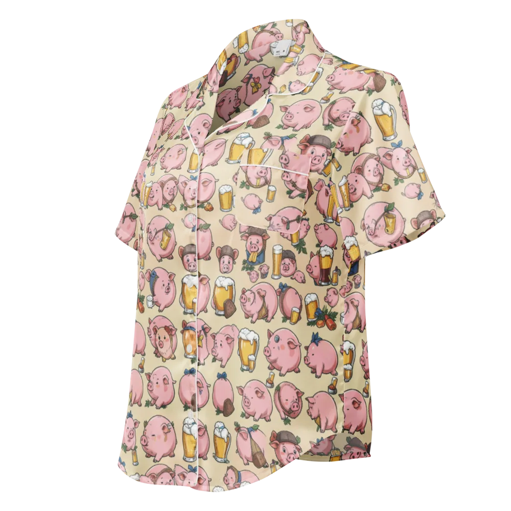 Pigskin Social on Women's Short Sleeve Pajama Top — Left Front