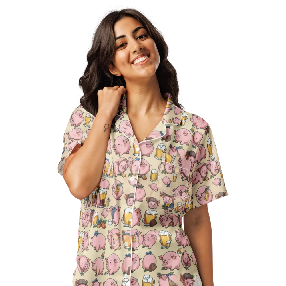 Pigskin Social on Women's Short Sleeve Pajama Top — Front