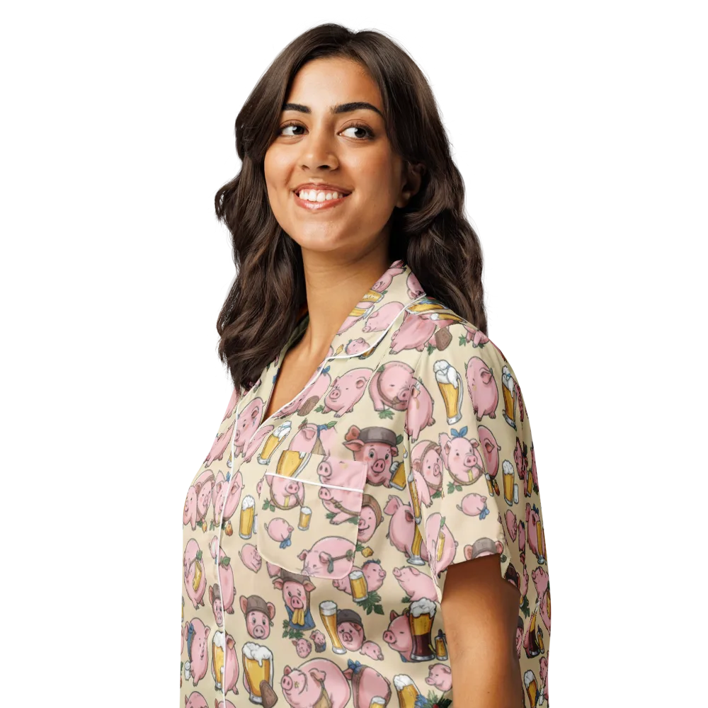 Pigskin Social on Women's Short Sleeve Pajama Top — Left Front
