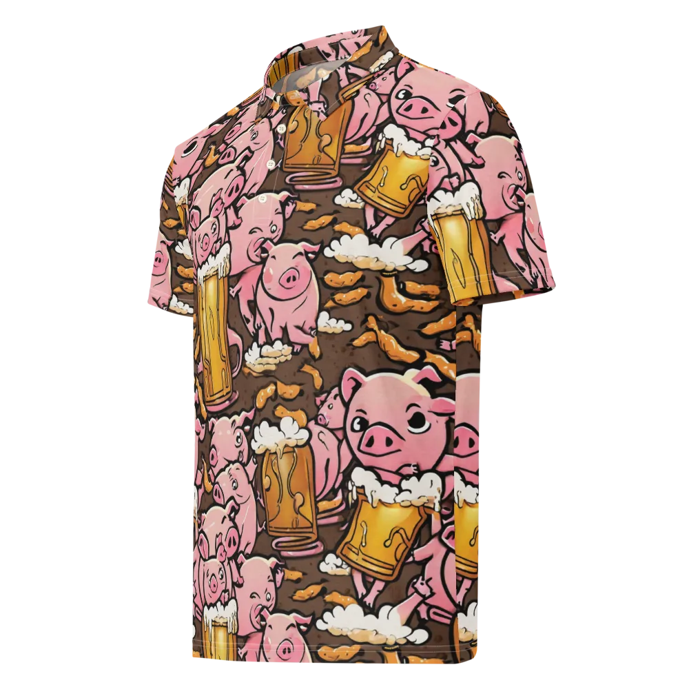 Pigtail Pilsner on Men's Slim Fit Polo Shirt — Left Front