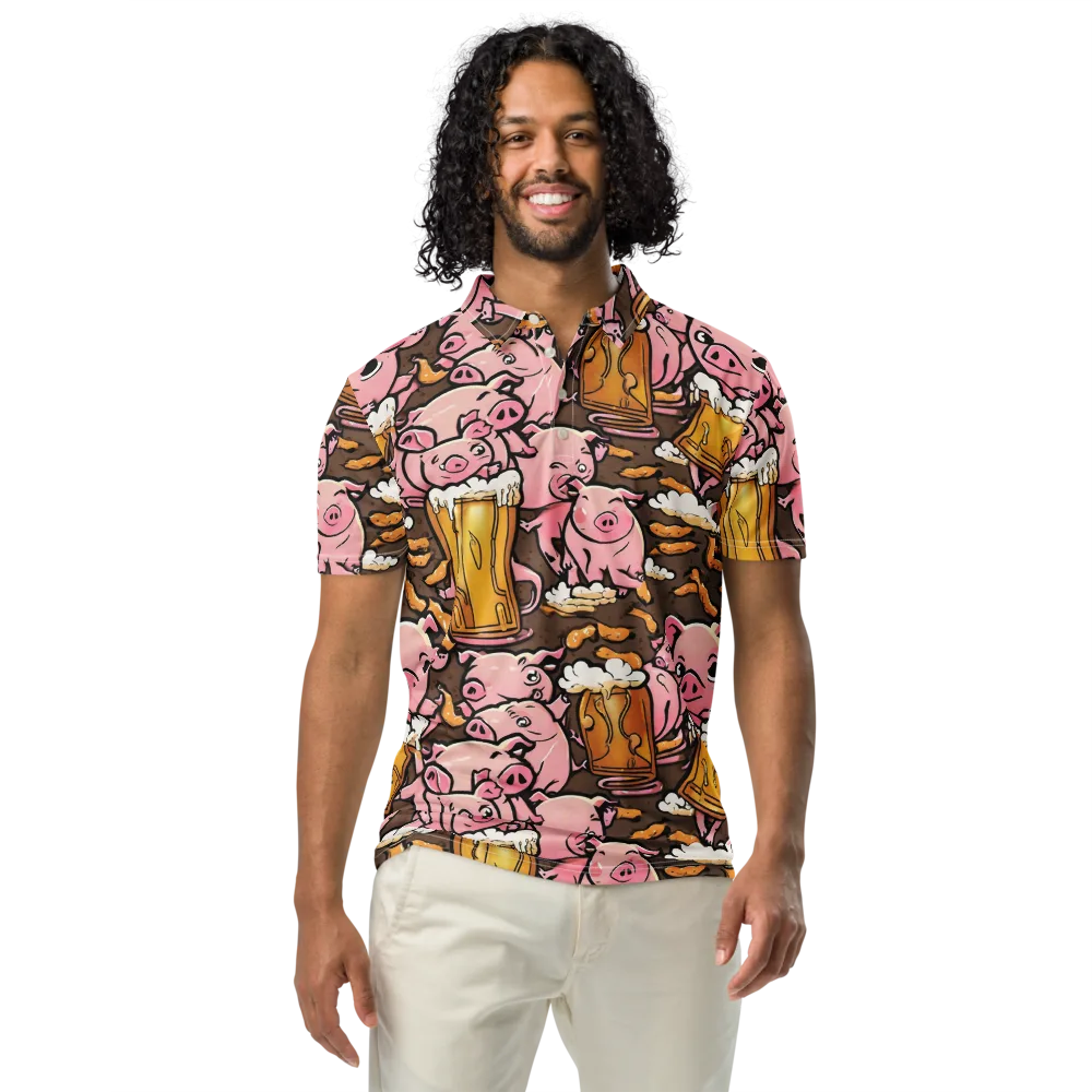 Pigtail Pilsner on Men's Slim Fit Polo Shirt — Front