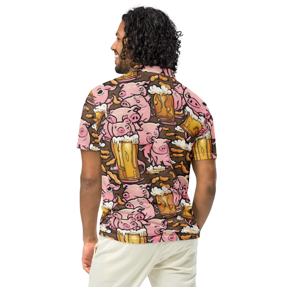 Pigtail Pilsner on Men's Slim Fit Polo Shirt — Back