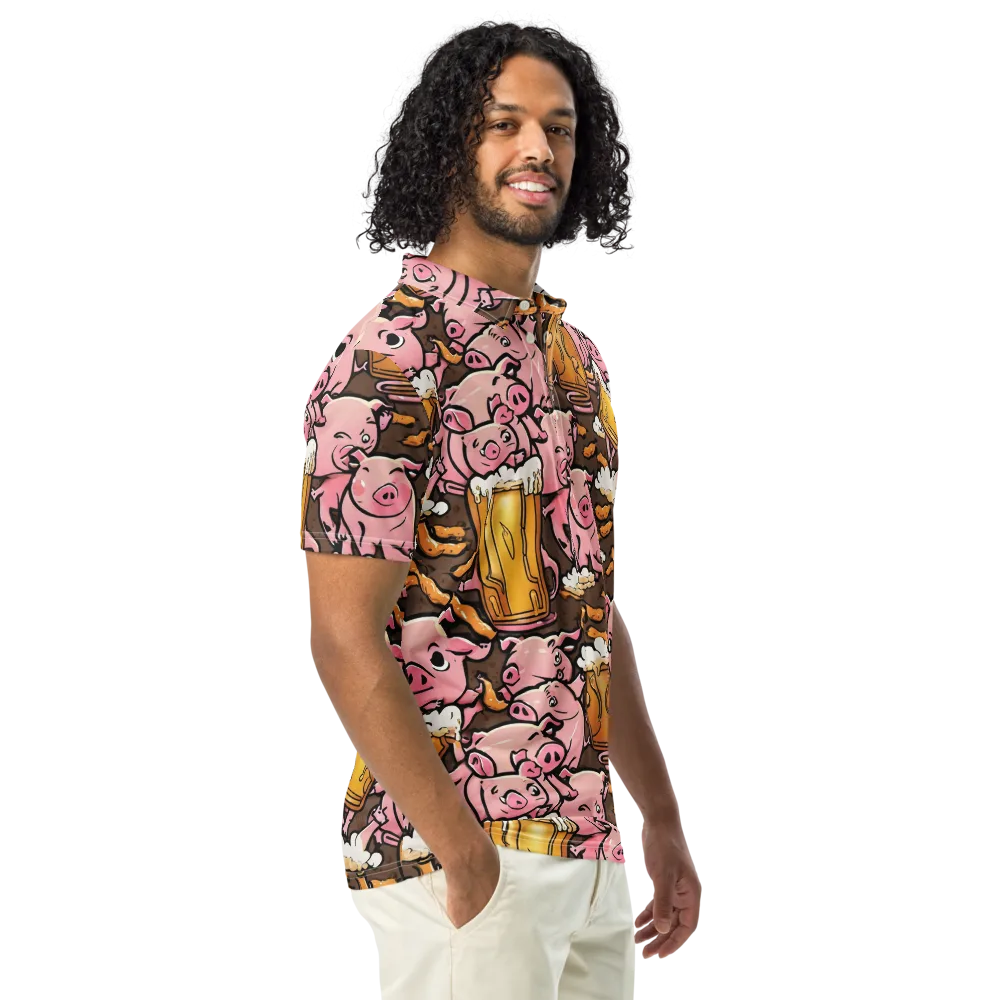 Pigtail Pilsner on Men's Slim Fit Polo Shirt — Right Front